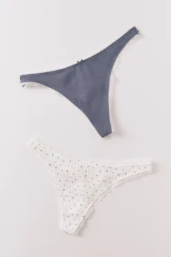 Women'secret Pack 2 tangas algod&oacute;n azul y blanco^Mujer Braguitas