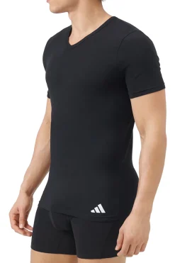 Adidas Pack de 2 camisetas de cuello pico de algod&oacute;n el&aacute;stico para hombre^Hombre Deporte