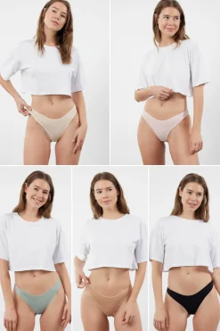 Trendyol Pack de 5 tangas canalé^Mujer Braguitas