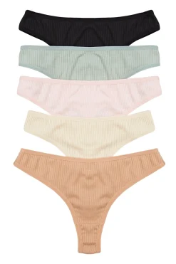 Trendyol Pack de 5 tangas canal&eacute;^Mujer Braguitas