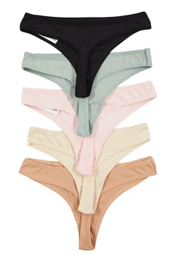 Trendyol Pack de 5 tangas canal&eacute;^Mujer Braguitas
