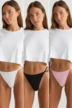 Trendyol Pack de 3 tangas canal&eacute; detalle coraz&oacute;n^Mujer Braguitas