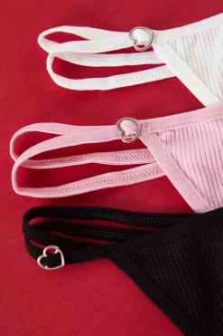 Trendyol Pack de 3 tangas canal&eacute; detalle coraz&oacute;n^Mujer Braguitas