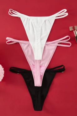 Trendyol Pack de 3 tangas canal&eacute; detalle coraz&oacute;n^Mujer Braguitas