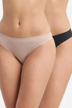 DIM Pack de 2 tangas de algodón cortados al láser^Mujer Braguitas