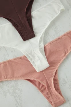 Trendyol Pack de 3 tangas lisos^Mujer Braguitas