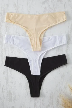 Trendyol Pack de 3 tangas lisos^Mujer Braguitas