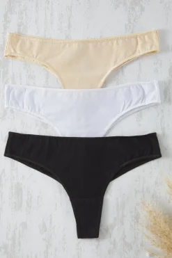 Trendyol Pack de 3 tangas lisos^Mujer Braguitas