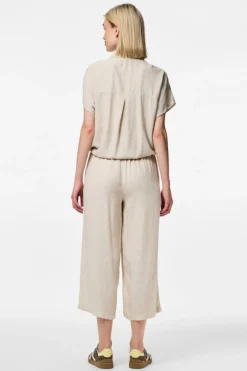 Pieces Pantal&oacute;n culotte de lino con cintura el&aacute;stica^Mujer Lino|Pantalones