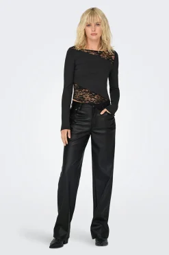 Only Pantal&oacute;n de polipiel wide leg^Mujer Pantalones