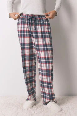 Women'secret Pantal&oacute;n largo 100% algod&oacute;n franela cuadros azul^Mujer Pijamas