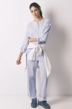 Women'secret Pantalón largo 100% algodón rayas azul^Mujer Pijamas