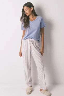 Women'secret Pantal&oacute;n largo franela print rayas multicolor^Mujer Pijamas