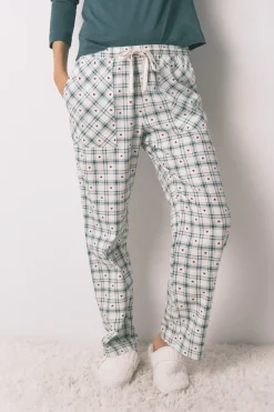 Women'secret Pantal&oacute;n largo franela cuadros verde^Mujer Pijamas