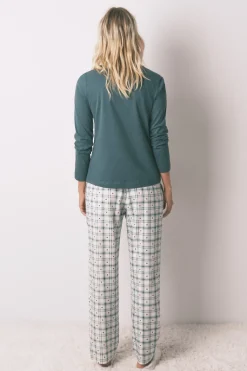 Women'secret Pantal&oacute;n largo franela cuadros verde^Mujer Pijamas