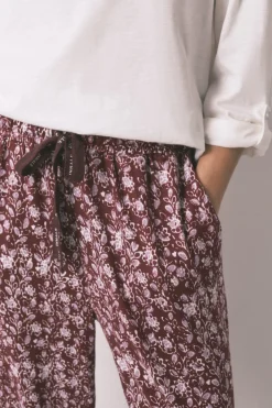Women'secret Pantal&oacute;n largo granate flores^Mujer Pijamas