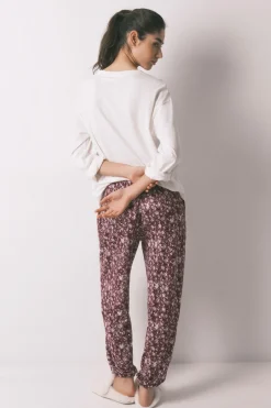 Women'secret Pantal&oacute;n largo granate flores^Mujer Pijamas
