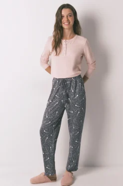 Women'secret Pantalón largo punto cálido suave estrellas es^Mujer Pijamas