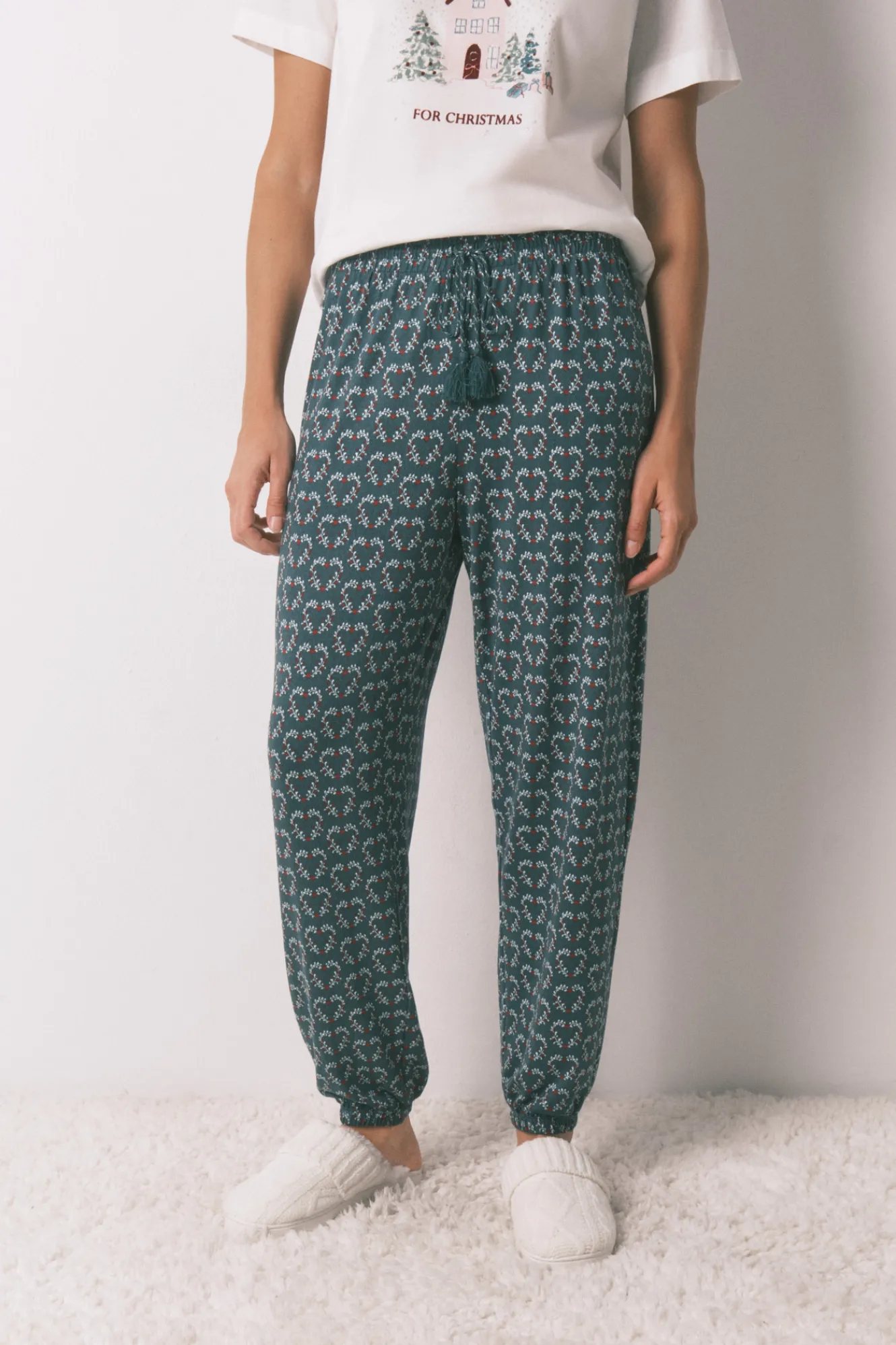 Women'secret Pantalón largo punto ante estampado corazones^Mujer Pijamas