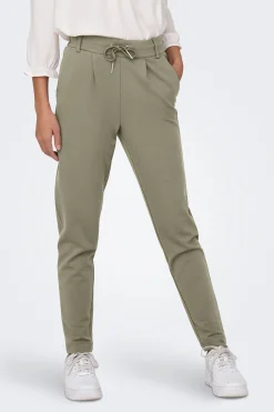 Only Pantal&oacute;n largo recto cintura alta el&aacute;stica^Mujer Pantalones