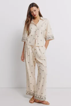 Springfield Pantal&oacute;n lino estampado^Mujer Lino|Pantalones