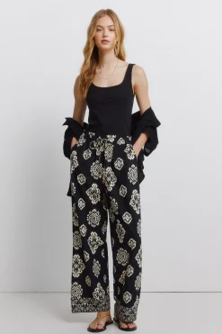 Springfield Pantal&oacute;n lino estampado^Mujer Lino|Pantalones