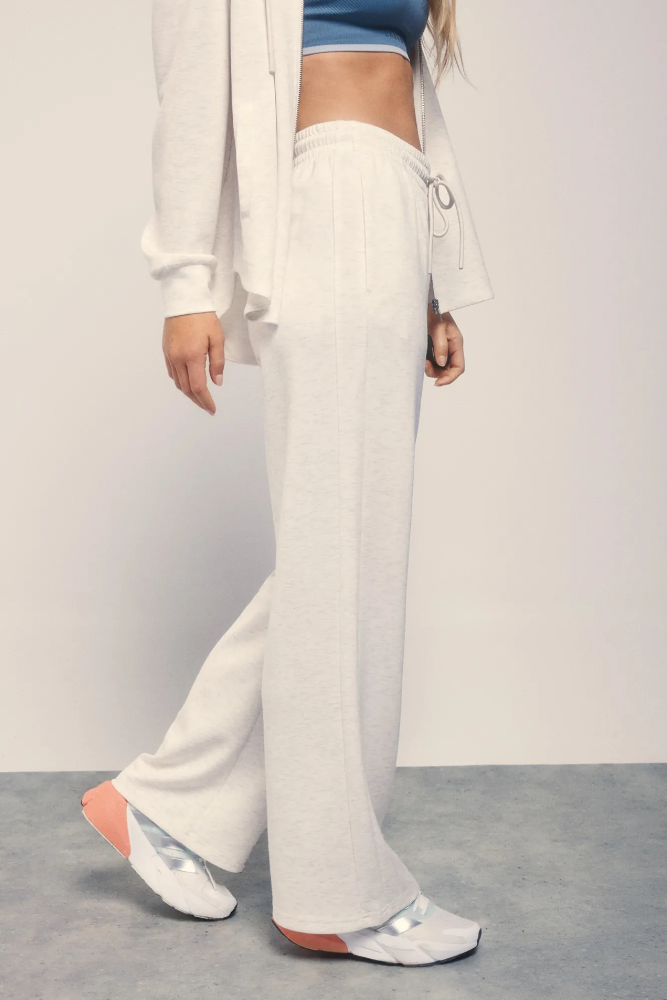 Dash and Stars Pantalón recto ancho tacto suave gris^Mujer Deporte