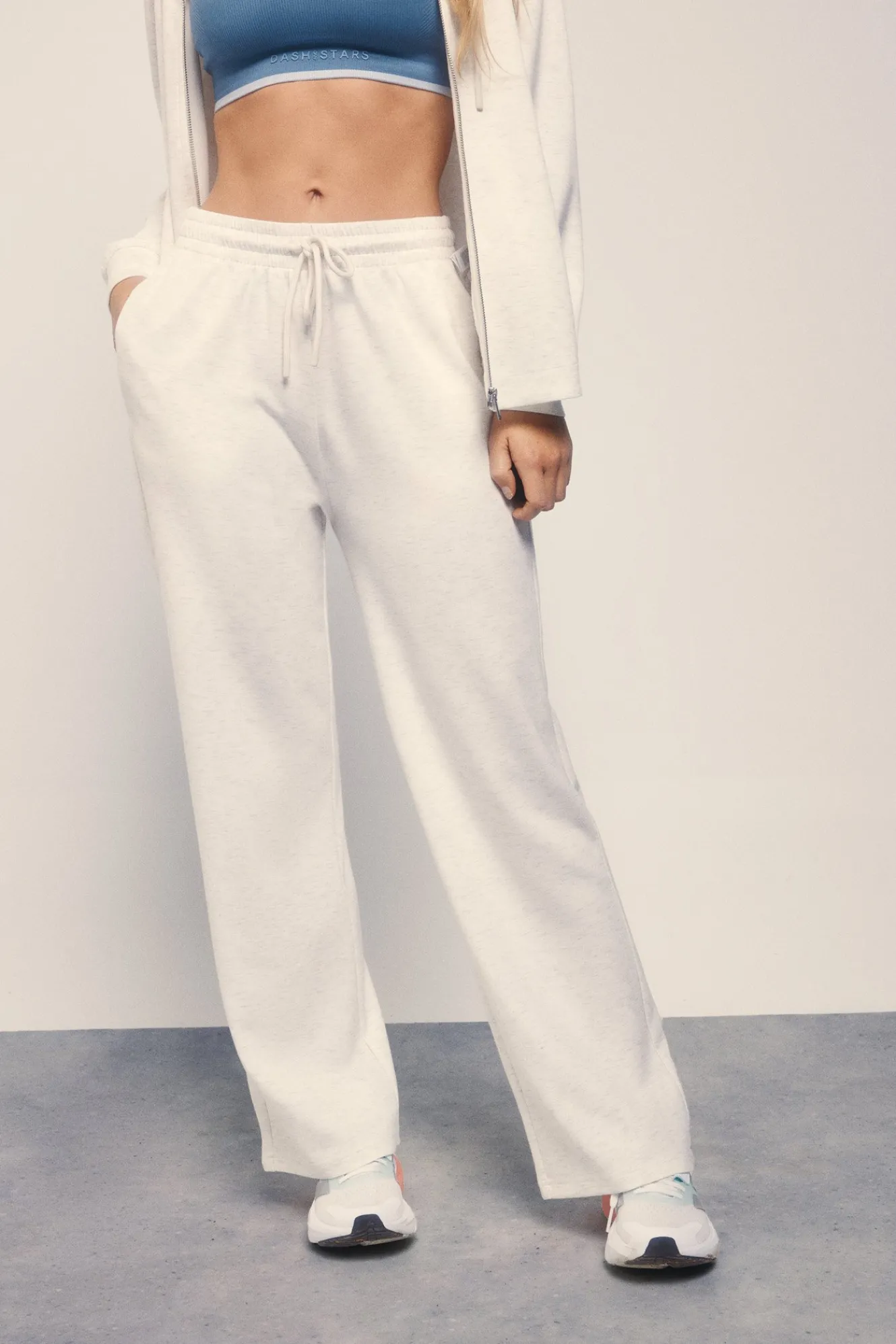 Dash and Stars Pantalón recto ancho tacto suave gris^Mujer Deporte