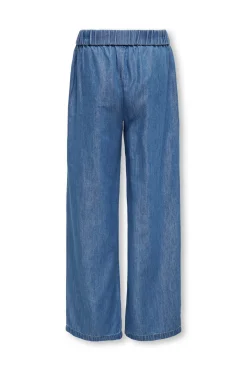 Only Girls Pantal&oacute;n vaquero ancho con cintura fruncida y cord&oacute;n^Niños Jeans