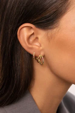 Singularu Pendiente Suelto Aro Orbit Baño Oro^Mujer Bisutería