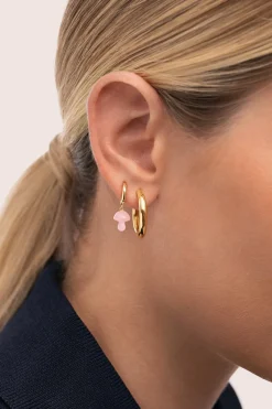 Singularu Pendiente Suelto Aro Seta Rosa Baño Oro^Mujer Bisutería