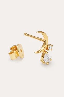 Singularu Pendiente Suelto Luna Spark Plata Ba&ntilde;o Oro^Mujer Bisutería