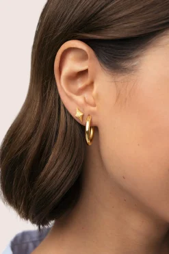 Singularu Pendiente Suelto Organic Star Spark Plata Baño Oro^Mujer Bisutería