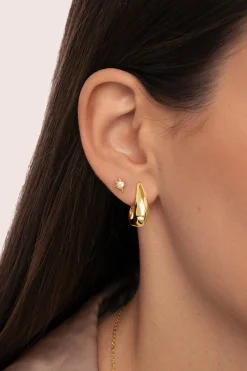 Singularu Pendiente Suelto Solar Plata Baño Oro^Mujer Bisutería