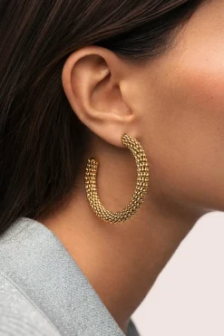 Singularu Pendientes Aro Disco Acero Baño Oro^Mujer Bisutería