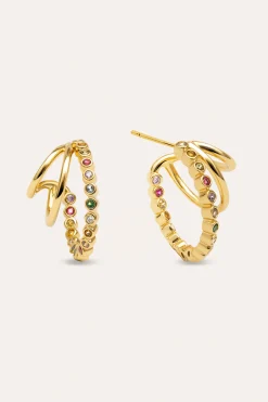 Singularu Pendientes Aro Orbit Ba&ntilde;o Oro^Mujer Bisutería