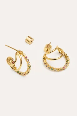 Singularu Pendientes Aro Orbit Ba&ntilde;o Oro^Mujer Bisutería