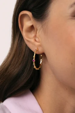 Singularu Pendientes Aro Rainbow Bubbles L Baño Oro^Mujer Bisutería