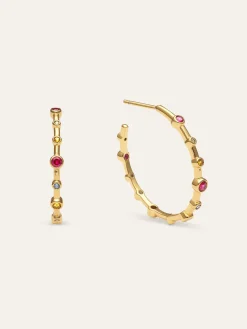 Singularu Pendientes Aro Rainbow Bubbles L Ba&ntilde;o Oro^Mujer Bisutería