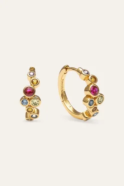 Singularu Pendientes Aro Rainbow Bubbles S Ba&ntilde;o Oro^Mujer Bisutería