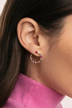 Singularu Pendientes Circle Estellar Baño Oro^Mujer Bisutería