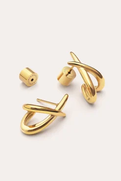 Singularu Pendientes Emma Acero Ba&ntilde;o Oro^Mujer Bisutería