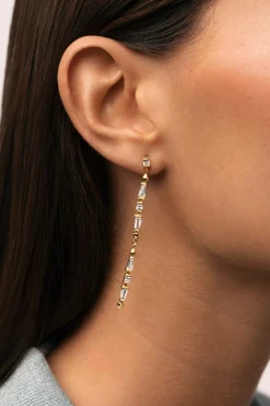 Singularu Pendientes Long Iris Baño Oro^Mujer Bisutería