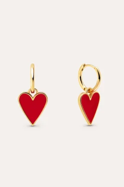 Singularu Pendientes Lovely Heart Ba&ntilde;o Oro^Mujer Bisutería