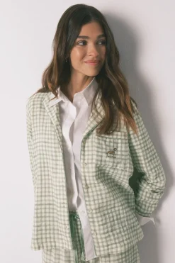 Women'secret Pijama camisero largo 100% algodón estampado cuadros^Mujer Pijamas