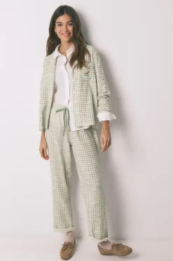 Women'secret Pijama camisero largo 100% algod&oacute;n estampado cuadros^Mujer Pijamas