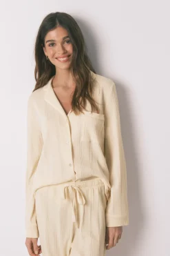 Women'secret Pijama camisero largo algod&oacute;n canal&eacute; amarillo^Mujer Pijamas