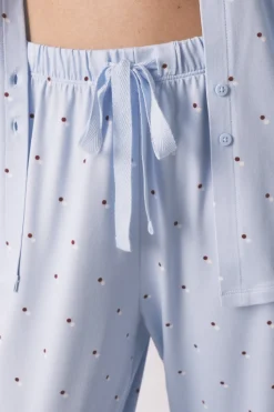 Women'secret Pijama camisero largo azul puntos^Mujer Pijamas