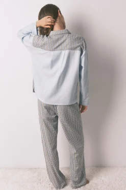 Women'secret Pijama largo camisero cuadros y topos^Mujer Pijamas