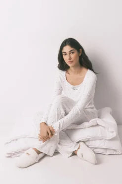 Women'secret Pijama largo canal&eacute; blanco estampado estrellas^Mujer Pijamas